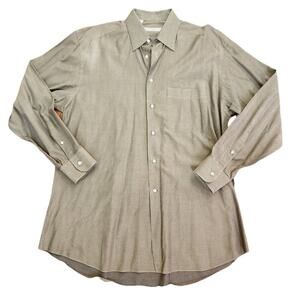 ERMENEGILDO ZEGNA GRAY BUTTON DOWN SIZE LARGE